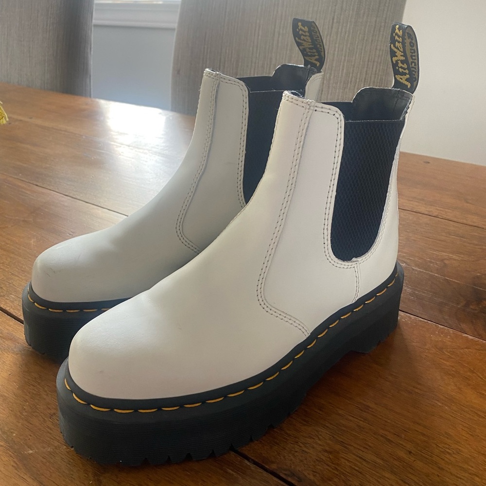 Dr Martens White 2976 Platform Chelsea Boots